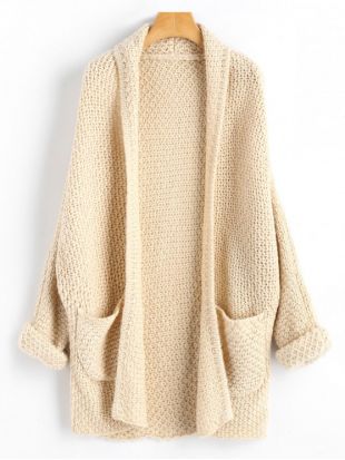 Cardigan Ouvert en Avant Chauve-souris à Manches Courbes   LIGHT APRICOT LIGHT COFFEE CAMEL BROWN ROSE WINE RED ARMY GREEN