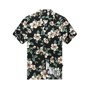 Made in Hawaii Men's Hawaiian Shirt Aloha Shirt 3XL Hibiscus Floral in Black