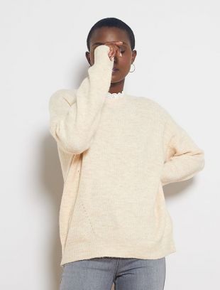 Pull maille douce col victorien