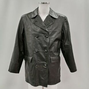 Naf Naf - VINTAGE NAF NAF Black Casual Long Length Leather Jacket Mens ...