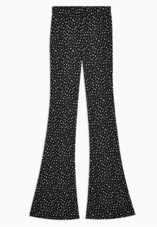 Black and White Ditsy Flare Trousers
