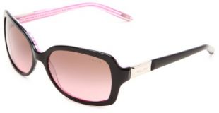 Ralph by Ralph Lauren Women's RA5130 Rectangular Sunglasses, Black/Pink Stripe/Brown Gradient Pink, 58 mm