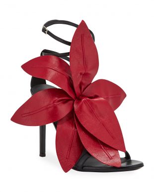 Leather Flower Strappy Sandals
