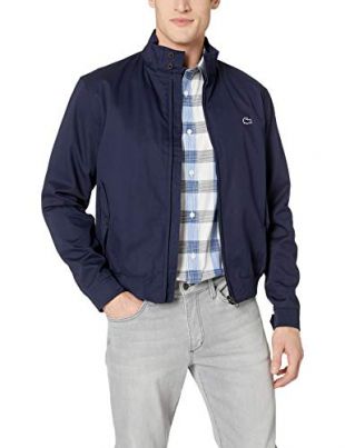 Lacoste Men's Lightweight Harrington Cotton Twill Jacket, Navy Blue, Medium