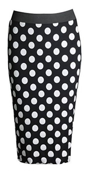 Polka Dot Printed Pencil Skirt