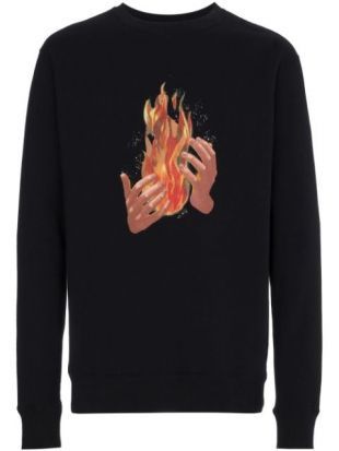 Fire Print Long Sleeve Sweatshirt