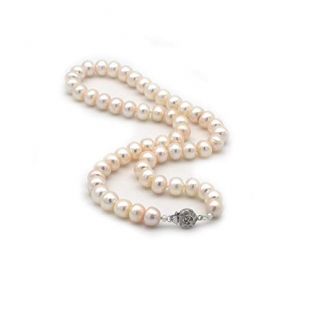 ELAINZ HEART 45cm le plus fin lustre blanc 9-10mm collier de perles de culture d'eau douce
