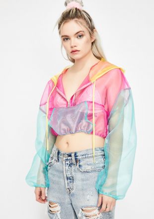 color block sheer hoodie