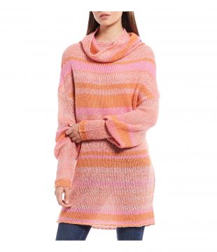 Candy Stripe Wool Blend Stretch Knit Tunic