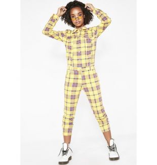 Dolls Kill - Caution Grundy Gang Plaid Jumpsuit