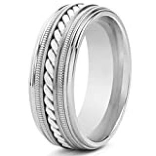 West Coast Jewelry | Crucible Titanium Sterling Silver Rope Inlay Ring - Size 8
