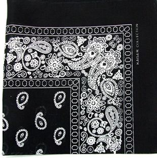 Kaiser Novelty Bandanas Paisley Cotton Bandanas (Black  22 X 22 in)