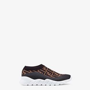 Chaussures basses en tissu technique marron - SNEAKERS | Fendi | Fendi Online Store