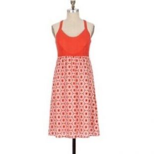 Fei Anthropologie 4 Rouge coing pétales smocks robe de coton oeillet jupe en dentelle