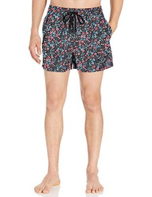 Amazon Brand - Goodthreads Men's 5" Inseam Swim Trunk, Small Dense Floral, Large