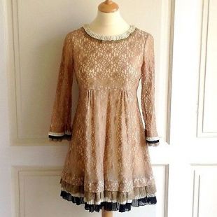 Marc By Marc Jacobs Tan Gold Lace Dita Baby doll Dress
