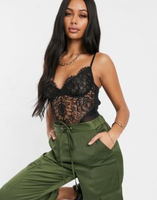 Lace Body Top Black