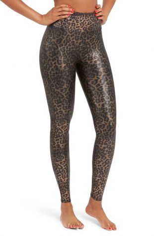 Leopard Print Faux Leather Leggings
