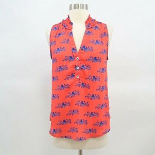 Maeve Blouse Fitz Tank Top Womens Octopus Print Coral Orange