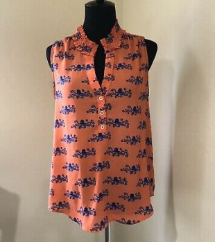 Anthropologie Maeve Sleeveless Tank Top Octopus Print Orange