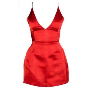 Dior satin V neck red dress