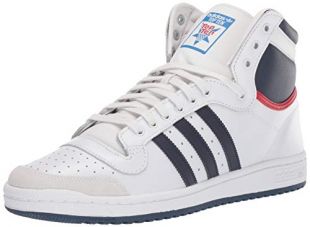 adidas Originals Men's Top Ten Hi Sneaker, Neo White/New Navy/Collegiate red, 12 M US