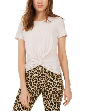 Juniors' Metallic Twist-Front Top