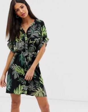 River Island - Robe chemise à imprimé tropical
