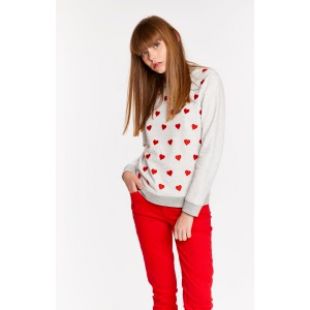 SWEATSHIRT Gris motifs coeurs