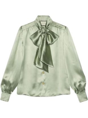 Satin Shirt With Neck Bow