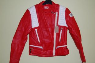 vintage veste de moto en détresse cuir rouge