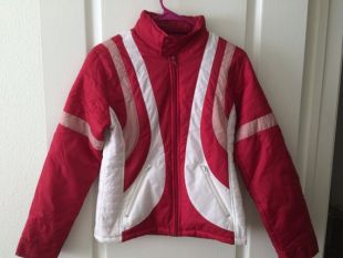 Utilisé de marque veste de Ski - petite taille - Ichi vintage femmes - rouge avec des rayures blanches et roses - excellent état