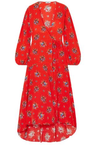Red Kochhar floral-print silk crepe de chine maxi wrap dress