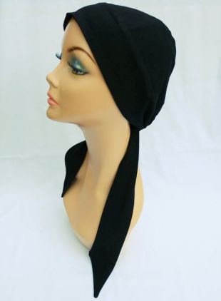Écharpe noire de bandeau pour des femmes, couvre-chef en jersey doux, écharpe de tête, enveloppement de tête, chapeau/écharpe de cravate-arrière, foulard pour cancer, écharpe de chimio