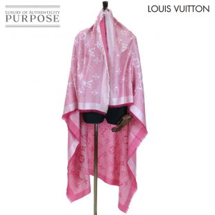 Louis Vuitton shawl beyond monogram stall silk wool fuchsia M71385