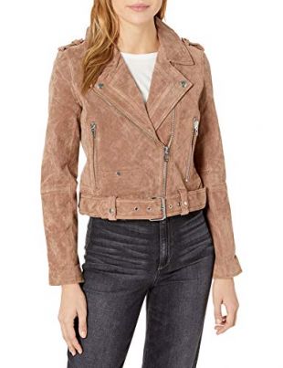 [BLANKNYC] Women's Real Suede Moto Jacket, Coffee Bean, X-Small