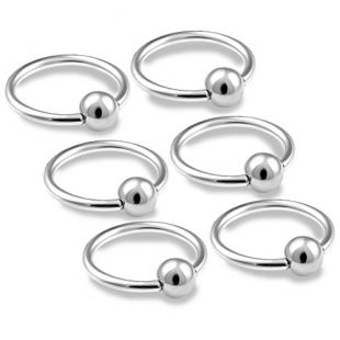 bodyjewellery 6pcs 16g Captive Bead Ring Cartilage Hoop Septum Jewelry Nose Lip Tragus Snake Bite Conch Rook Surgical Steel BCR - 10mm