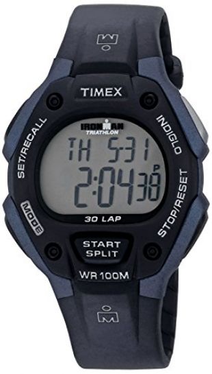 Timex Men's T5H591 Ironman Classic 30 Full-Size Black/Blue Resin Strap Watch