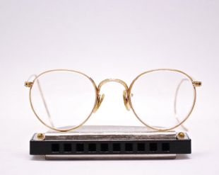 vintage 1910's/20's Antique BAUSCH - LOMB Full Rim Eyeglasses / Gold Filled / Cable Arms / Retro Collectable Rare #2190