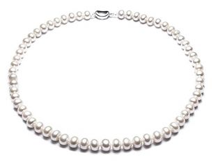 JYX Pearl Strand Necklace AAA Quality Natural White Freshwater Cultured Pearl Necklace Princess Length 18"