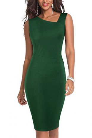 moyabo - Work Clothes for Women Office Bodycon Sleeveless Pencil Cocktail Dress Dark Green Small moyabo - Work Clothes for Women Office Bodycon Sleeveless Pencil Cocktail Dress Dark Green Small