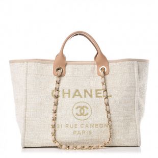 Beige Canvas Large Deauville Tote Light