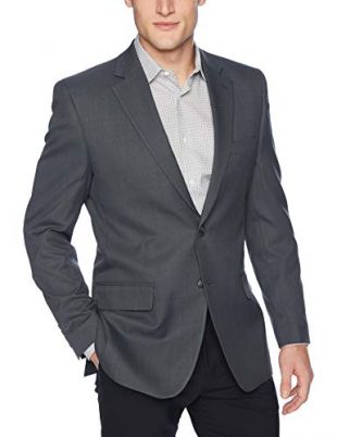 Haggar Men's Travel Performance Stria Tic Tailored Fit Suit Separate Coat, Dark Heather Grey, 46L