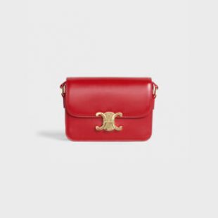 Teen Triomphe Bag in shiny calfskin in  Red
