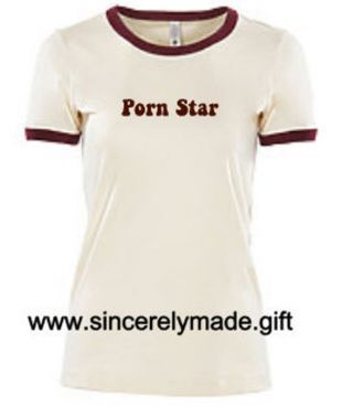 Porn Star Ringer Tee- Adult humor tshirt - chemise à thème des années 70