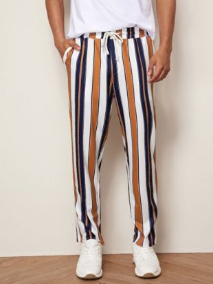 mens red striped pants