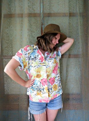 1980s Pastel Hawaiian Shirt Pineapple Sailboat Print Short Sleeve Vintage Hipster Shirt Summer Novelty Print Tropical Top 80s Hawaiian