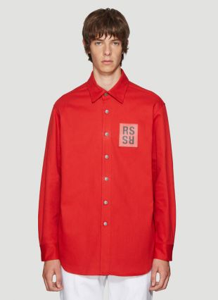 Logo Patch Overshirt in Red