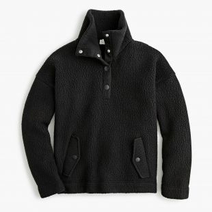 Snap-Collar Sherpa Sweatshirt