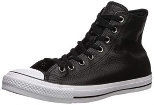 Converse Men's Chuck Taylor All Star Leather Sneaker, Black/White/Black, 8.5 M US
